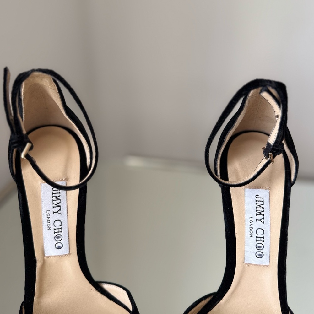 New Jimmy Choo Max 150 Black Velvet 37 $995 - Picture 9 of 12